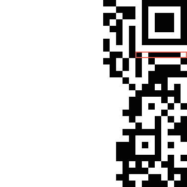 The right half of a QR code with the format information area highlighted