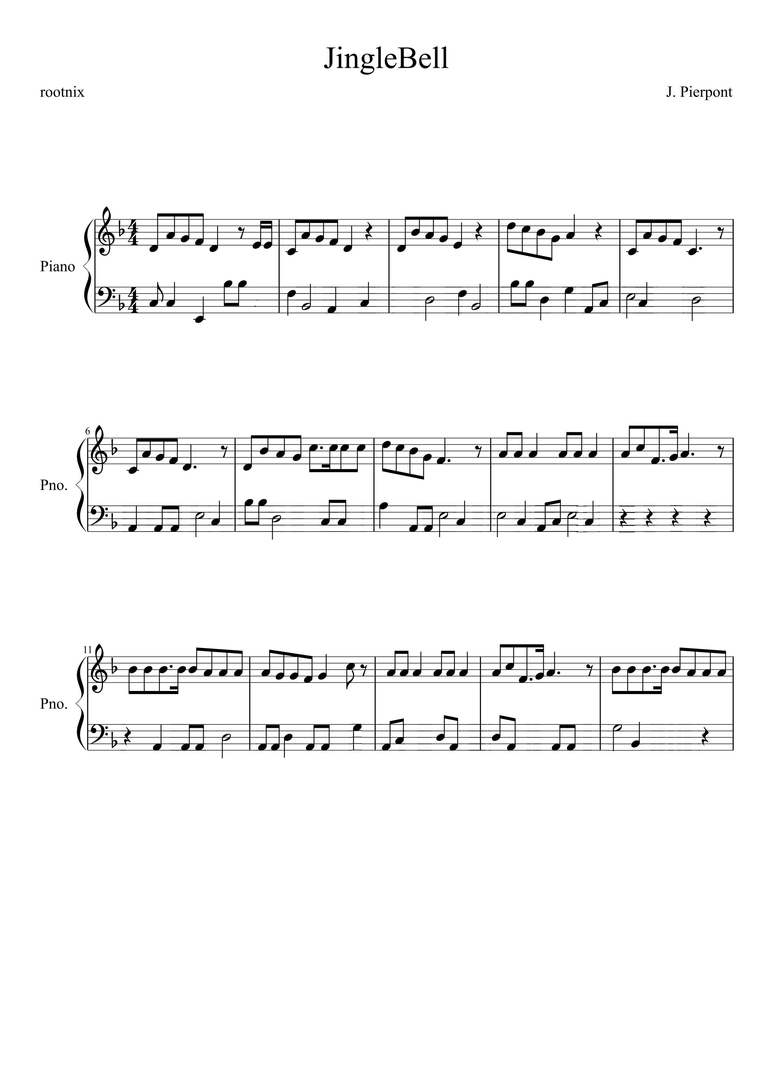 JingleBell piano score with random bass notes